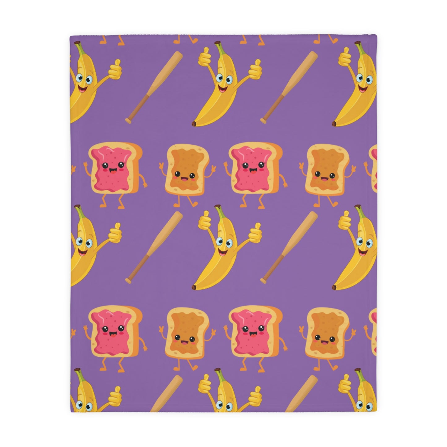 Peanut Butter Jelly Time - Velveteen Microfiber Blanket (Two-sided print)