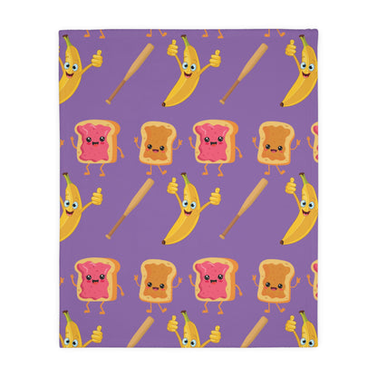 Peanut Butter Jelly Time - Velveteen Microfiber Blanket (Two-sided print)