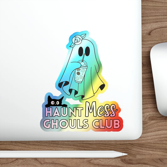 Haunt Mess Cat Ghoul - Holographic Stickers with Rainbow Effect