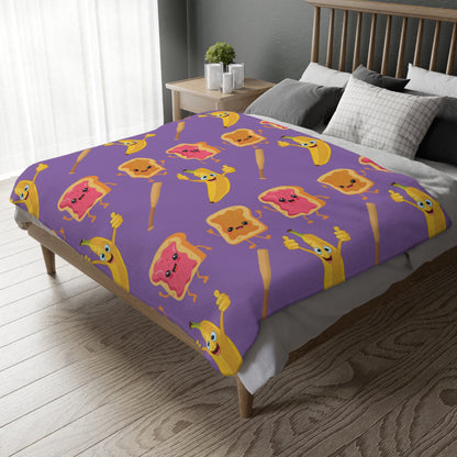 Peanut Butter Jelly Time - Velveteen Microfiber Blanket (Two-sided print)