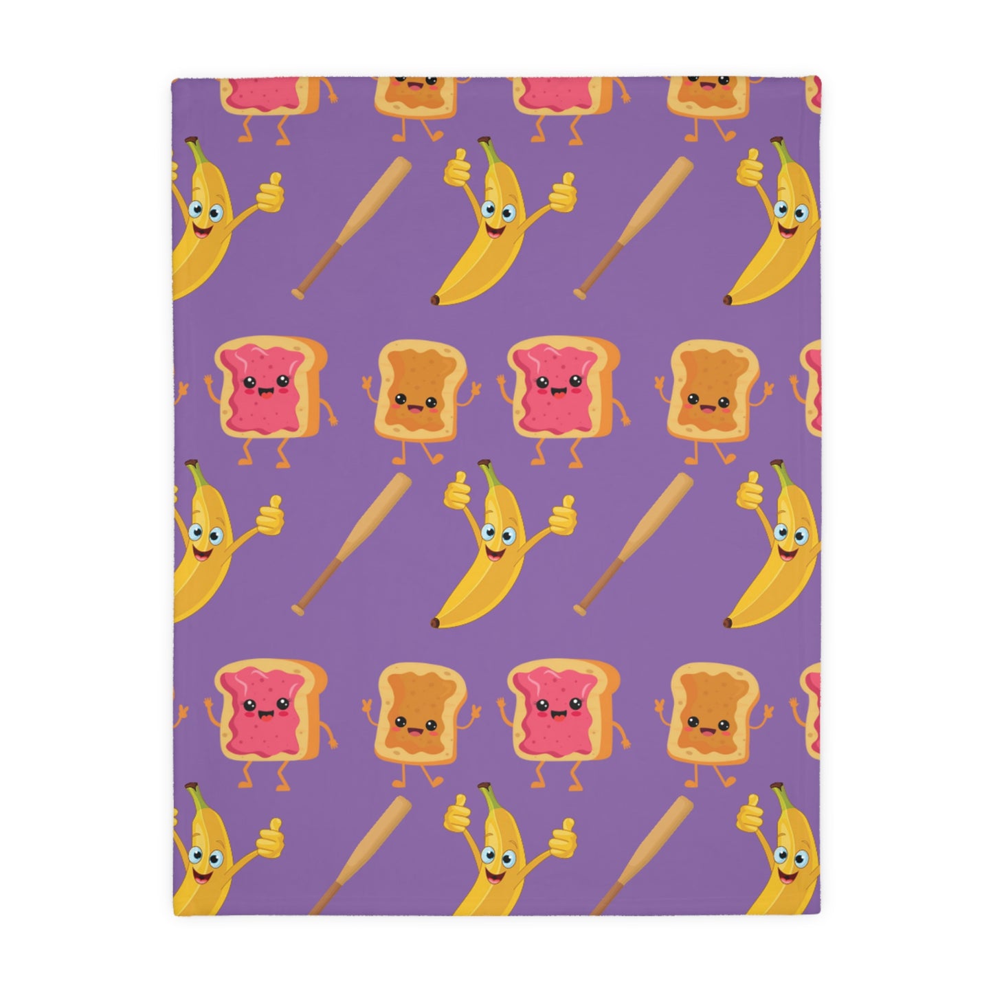 Peanut Butter Jelly Time - Velveteen Microfiber Blanket (Two-sided print)