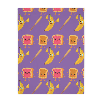 Peanut Butter Jelly Time - Velveteen Microfiber Blanket (Two-sided print)