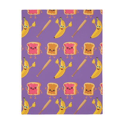 Peanut Butter Jelly Time - Velveteen Microfiber Blanket (Two-sided print)