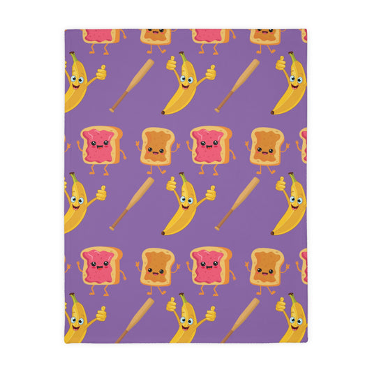 Peanut Butter Jelly Time - Velveteen Microfiber Blanket (Two-sided print)