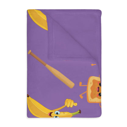 Peanut Butter Jelly Time - Velveteen Microfiber Blanket (Two-sided print)