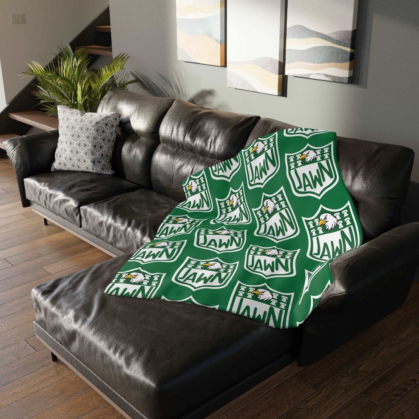 Green Philly Jawn  - Velveteen Microfiber Blanket (Two-sided print)