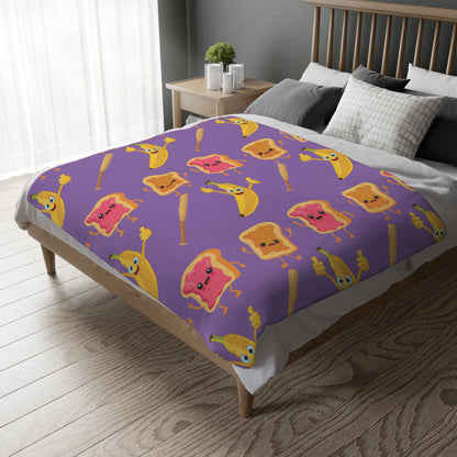 Peanut Butter Jelly Time - Velveteen Microfiber Blanket (Two-sided print)