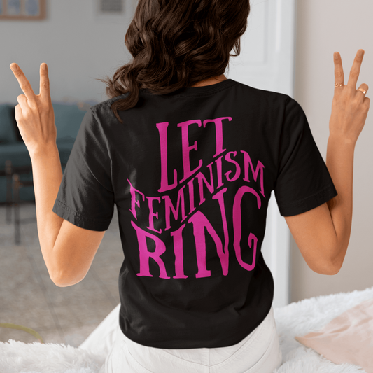 Let Feminism Ring - Unisex Garment-Dyed Faux Pocket T-Shirt